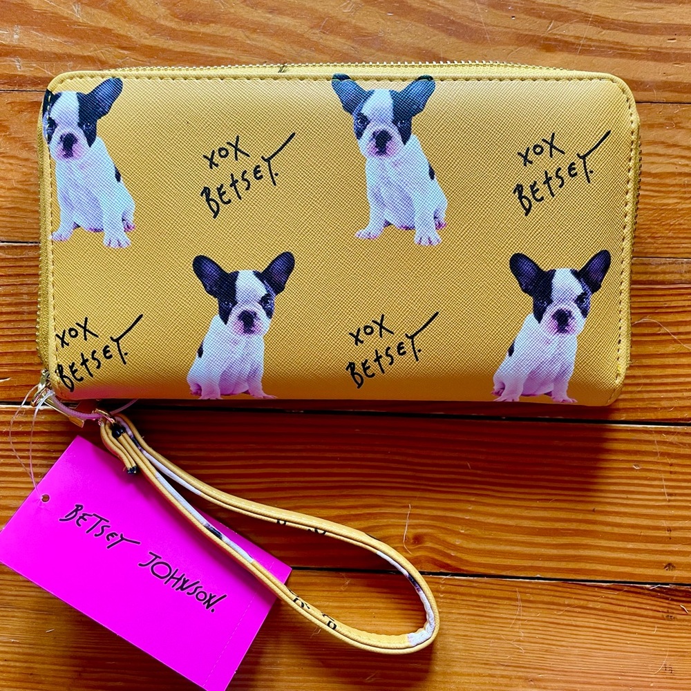 Betsey Johnson Yellow Dog Print Wallet
